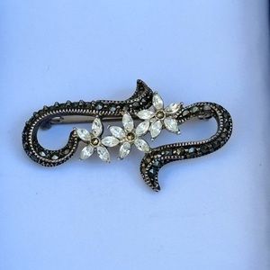 925 Sterling Judith Jack Crystal Flower Brooch